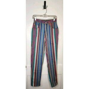 Size 9 Vintage Steel Jeans Aztec Stripe Distressed Made In USA
